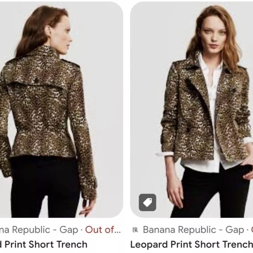 Banana Republic Leopard Print Short Trench Coat Jacket